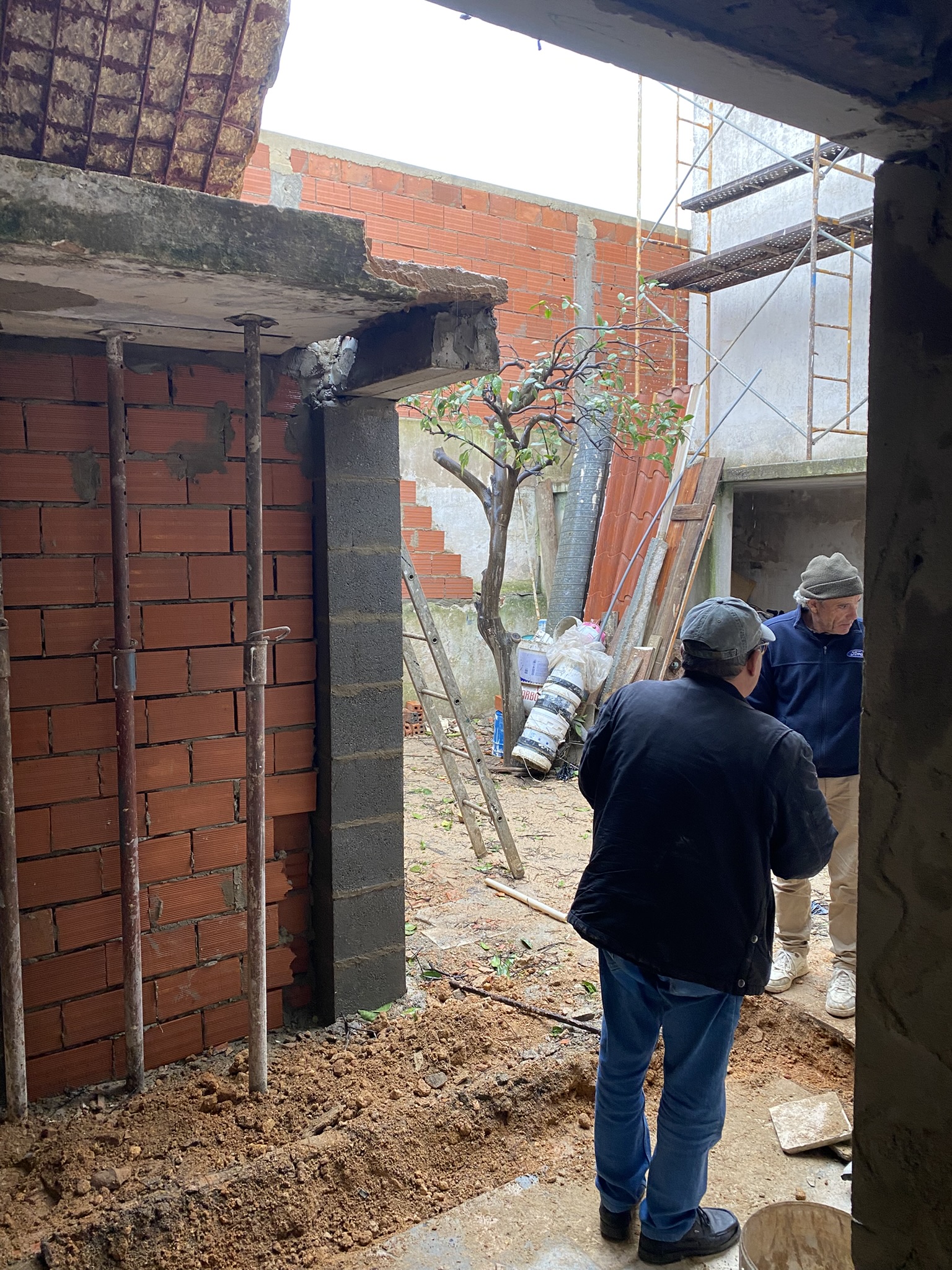 Galeria wall with new beam installed