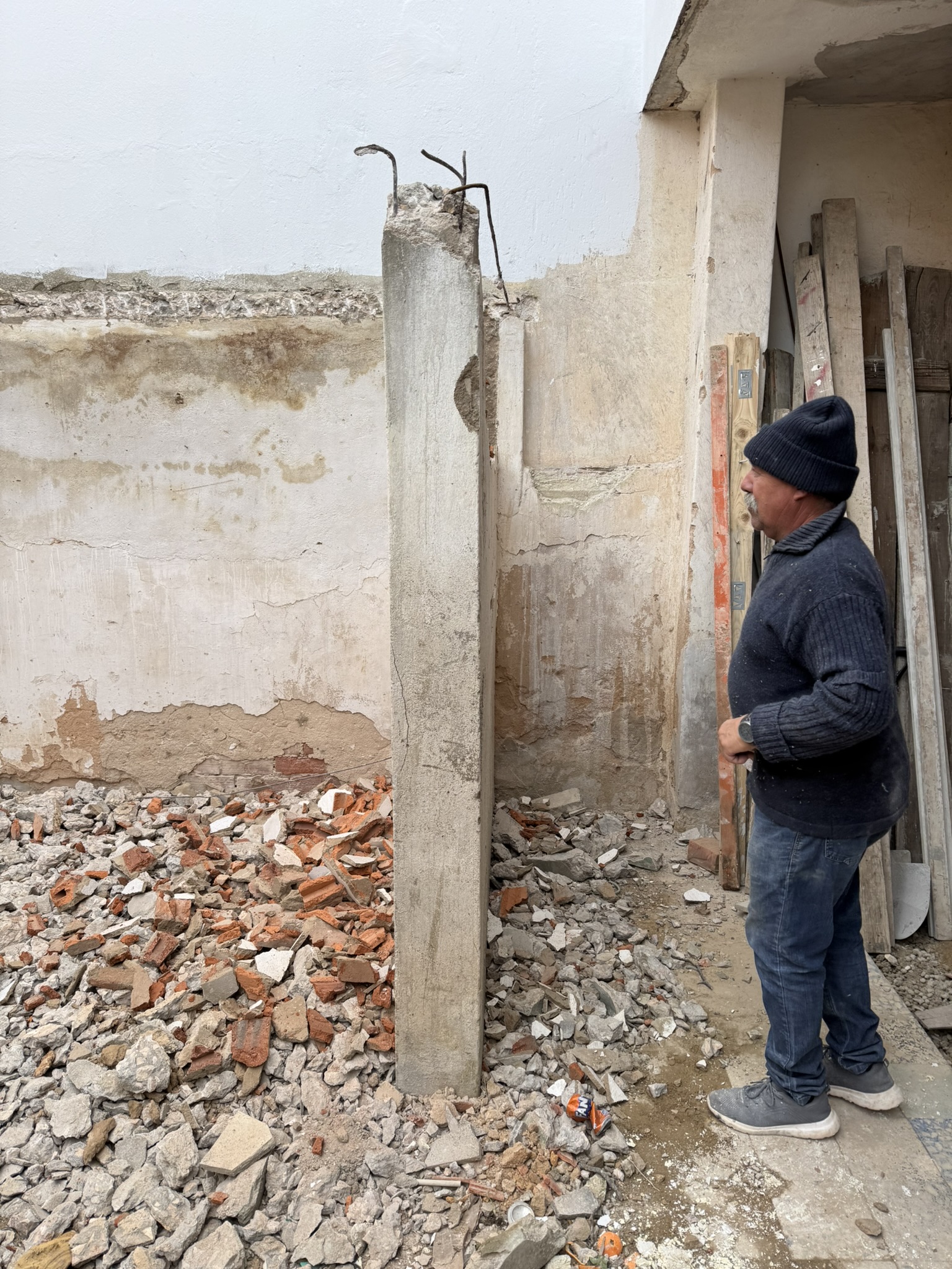 Shed wall demolition