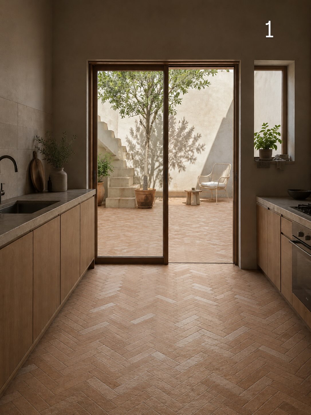 Herringbone pattern terracotta